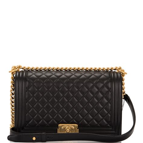 chanel lambskin boy bag black gold hardware|vintage chanel lambskin bag.